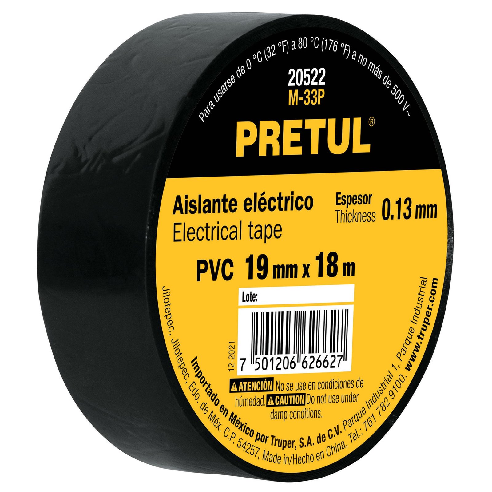 TAPE ELECTRICO NEGRO 3/4X18m M-33P PRETUL