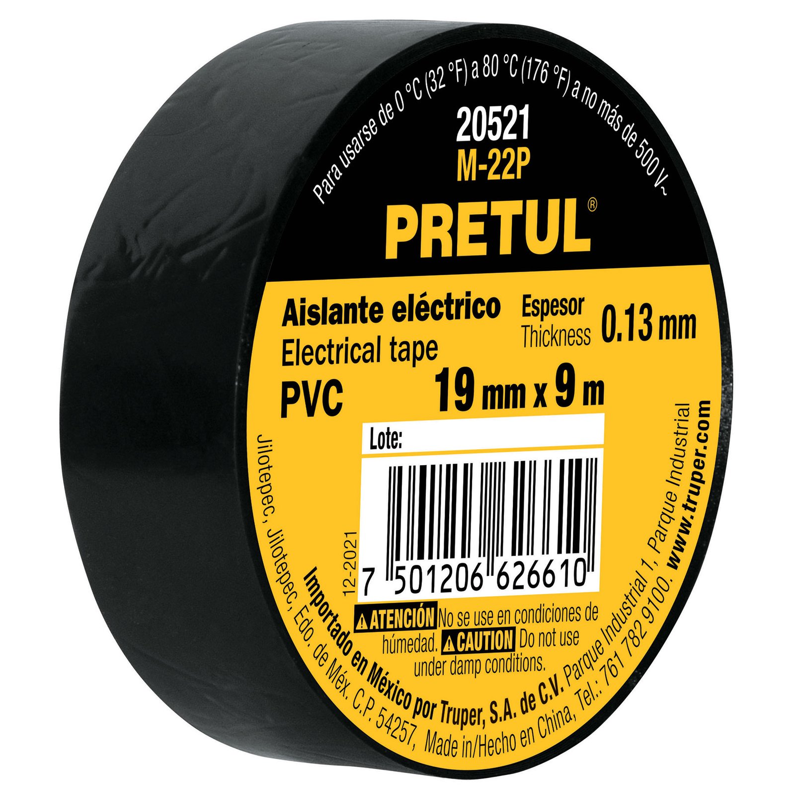 TAPE ELECTRICO NEGRO 3/4X9m M-22P PRETUL