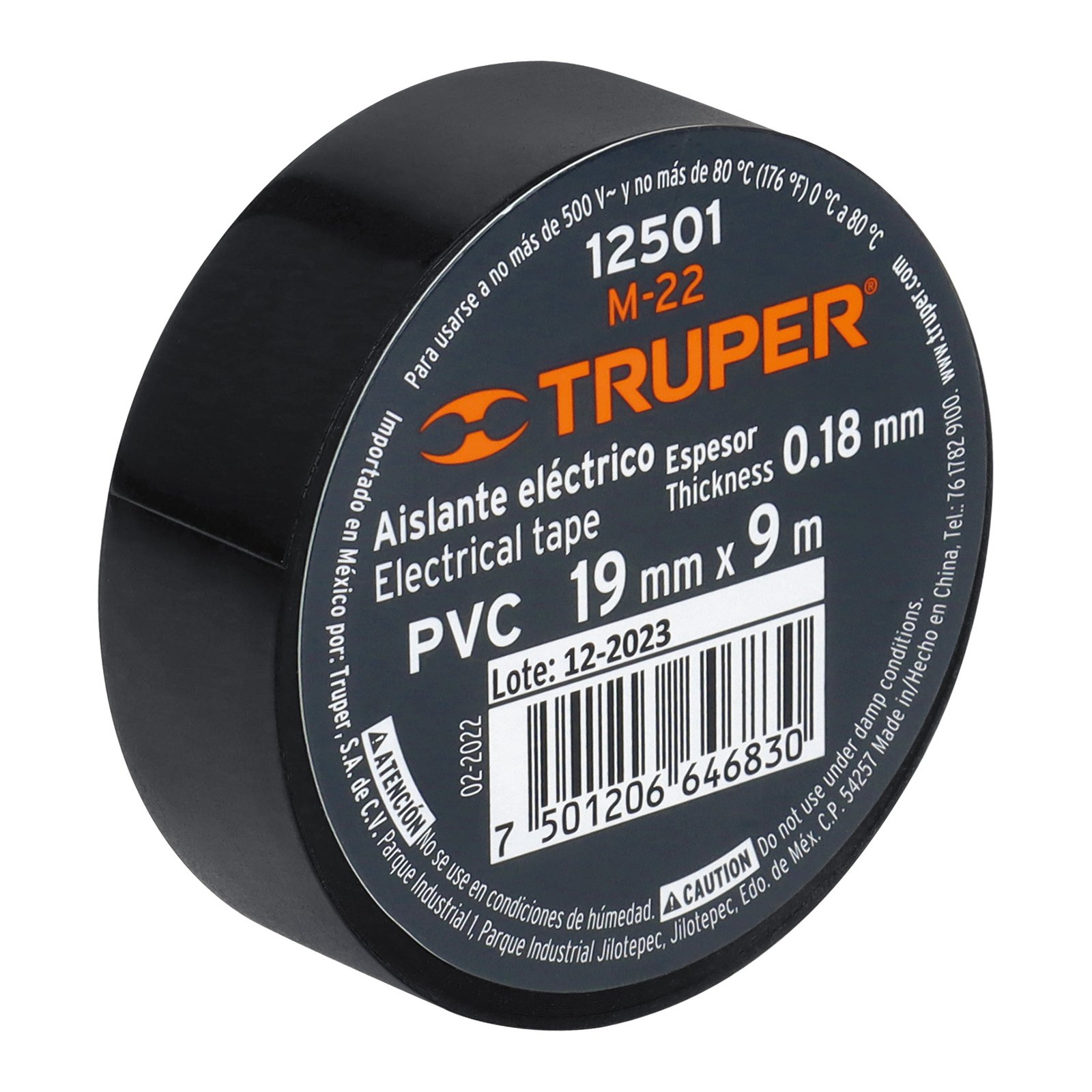 TAPE ELECTRICO NEGRO 3/4 X 9m M-22 TRUPER
