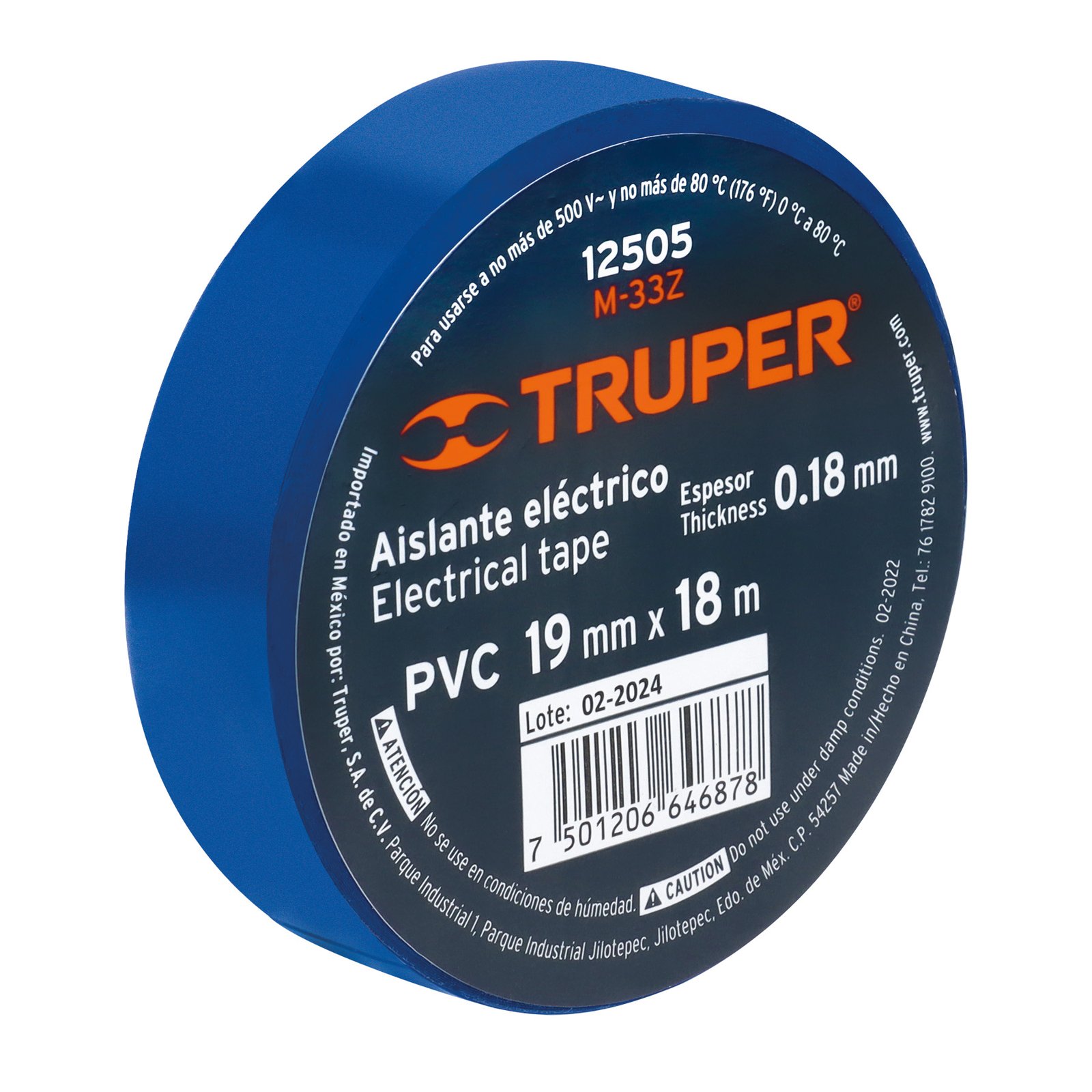 TAPE ELECTRICO AZUL 3/4 X 18 m TRUPER M-33Z C-50