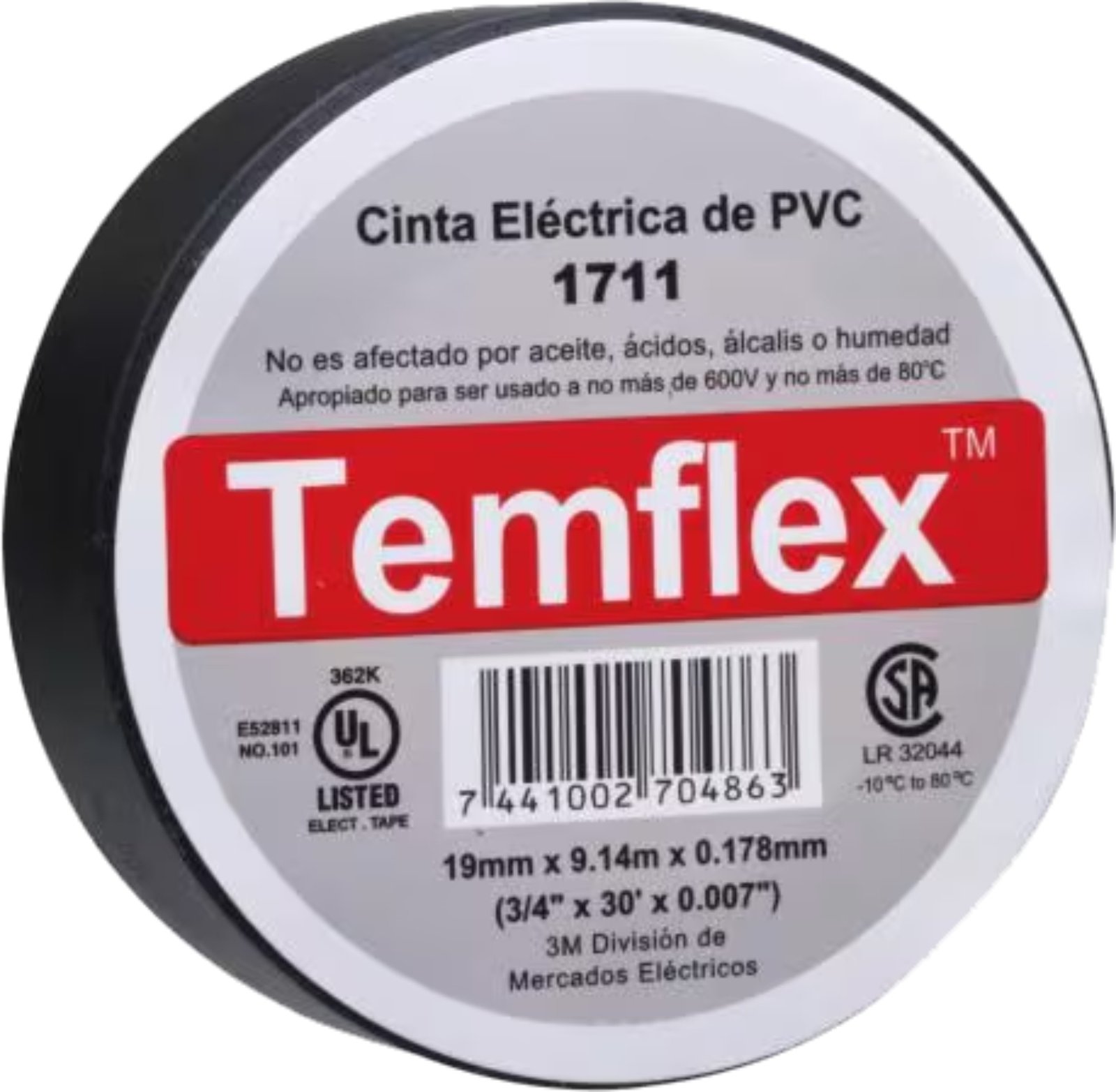 TAPE ELECTRI 3M TEMFLEX #1711 3/4 x183 MTS CAJ100