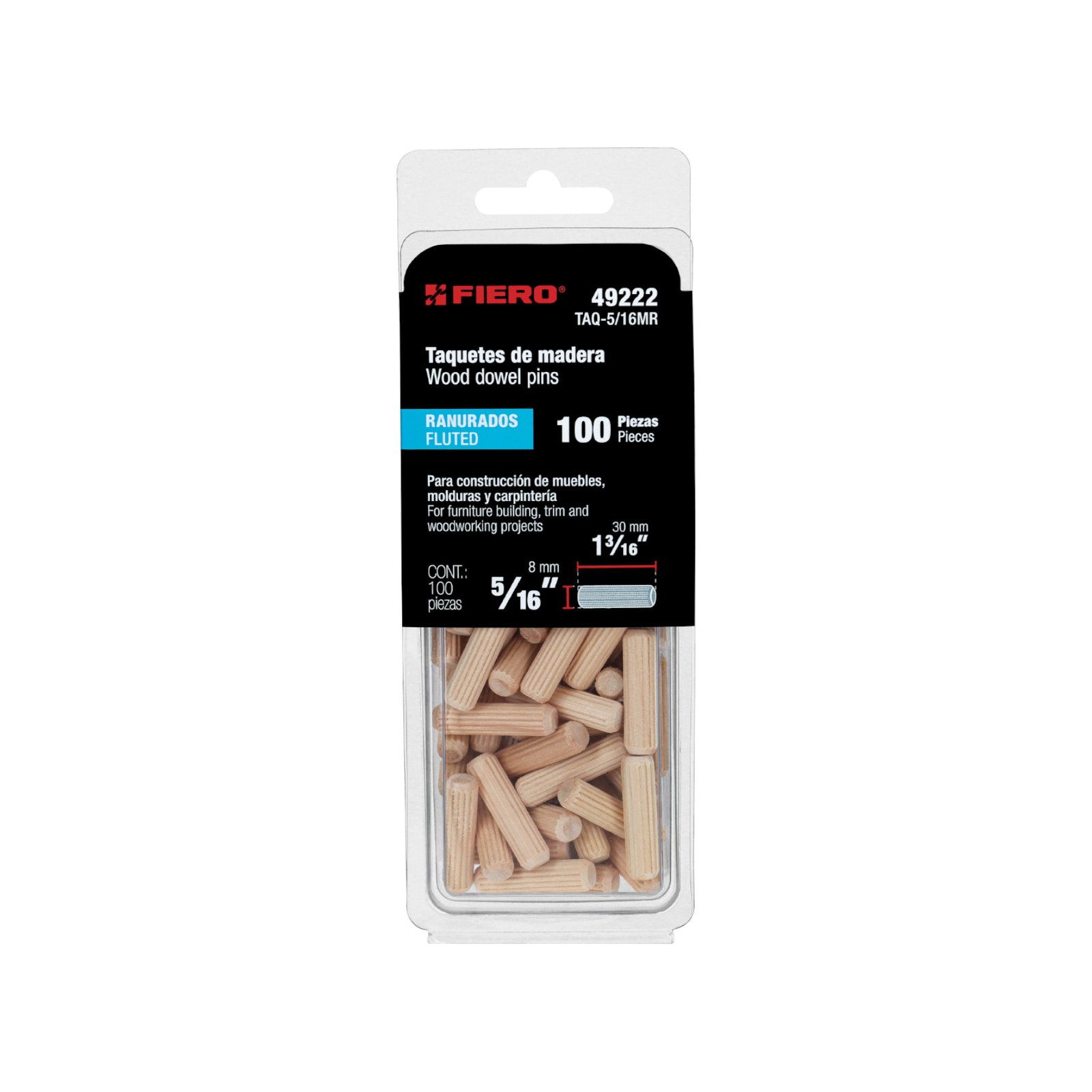 TARUGOS DE MADERA BL 100 UND TAQ-5/16MR FIERO