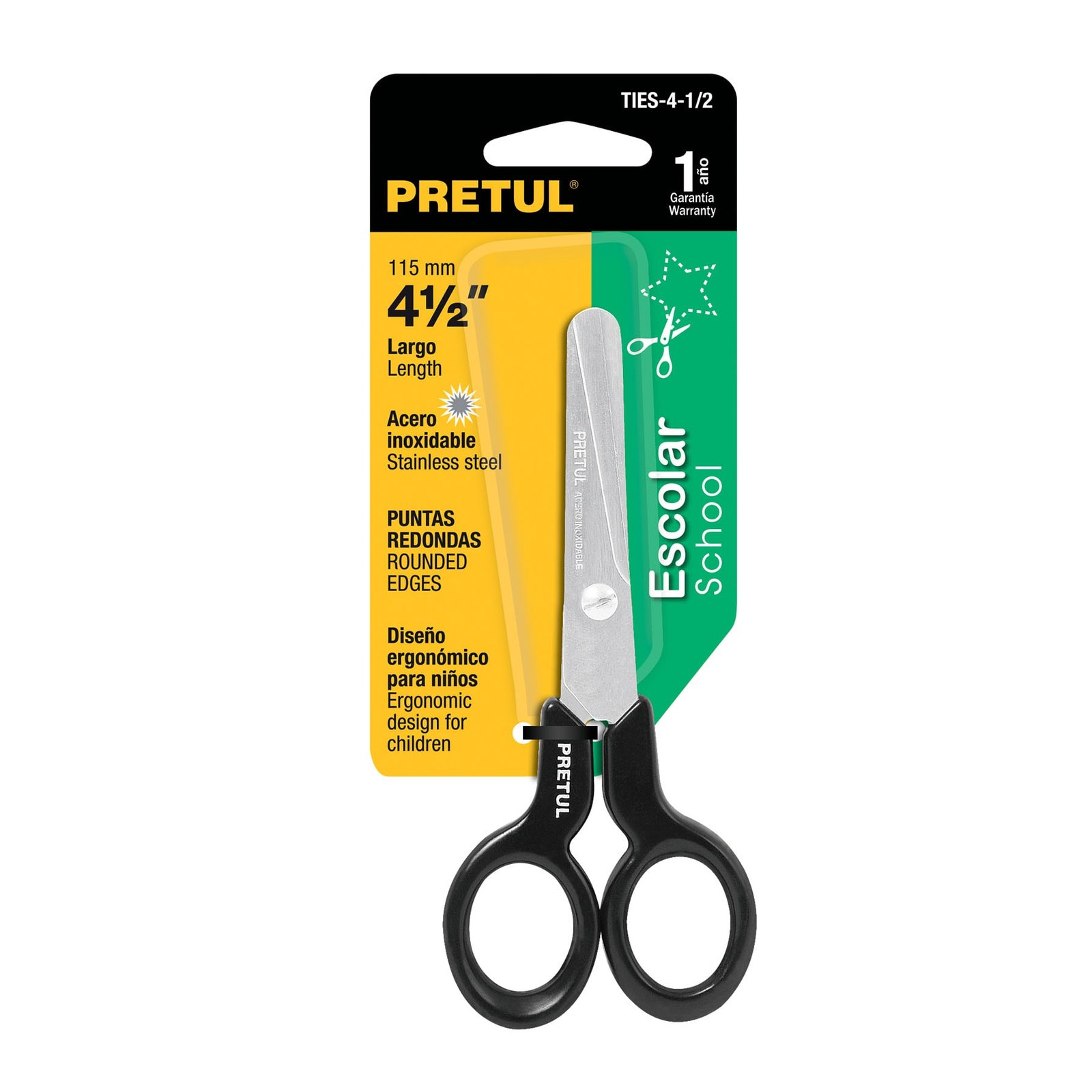 TIJERA ESCOLAR 41/2" TIES-4-1/2 PRETUL