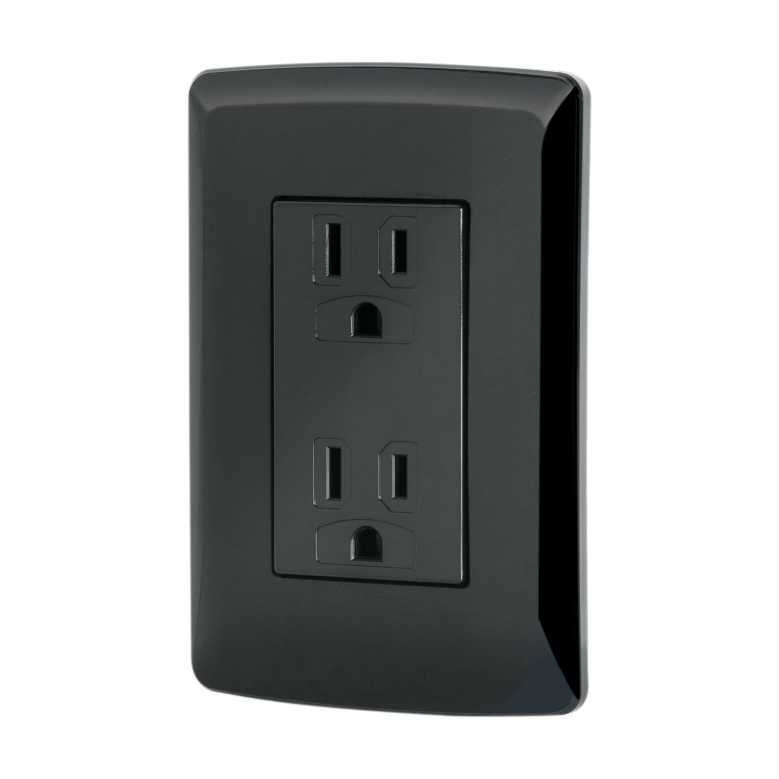 TOMA DOBLE C/PLACA POLAR NEGRO CODO-IN VOLTECK